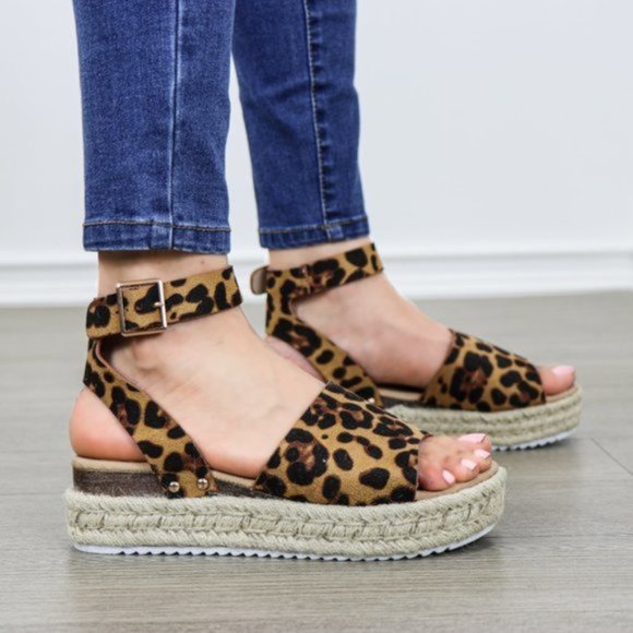 Leopard Espadrille Platform Comfort Sandal - Picture 4 of 8